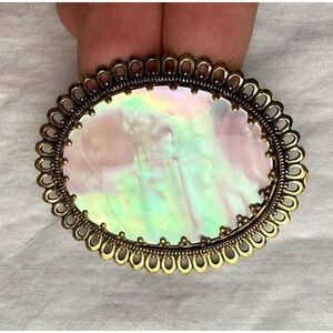 Vintage 40s/50s Large Mother of Pearl Gold-tone‎ West Germany Brooch